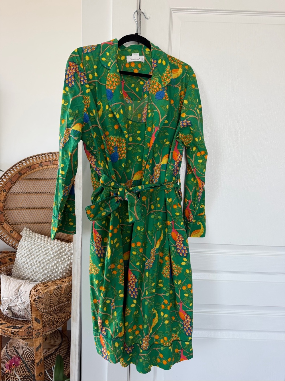 Brand new Denise Rae - Green Floral Wrap Robe, dress, matching scrunchie